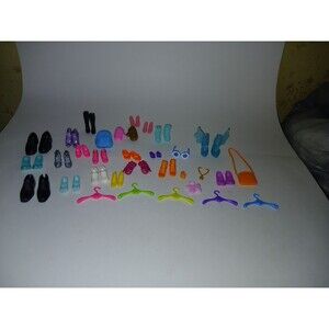Lot of 33 of Barbie Accessories Shoes & Boots Hangers Chelsea Bookbag & Mittens